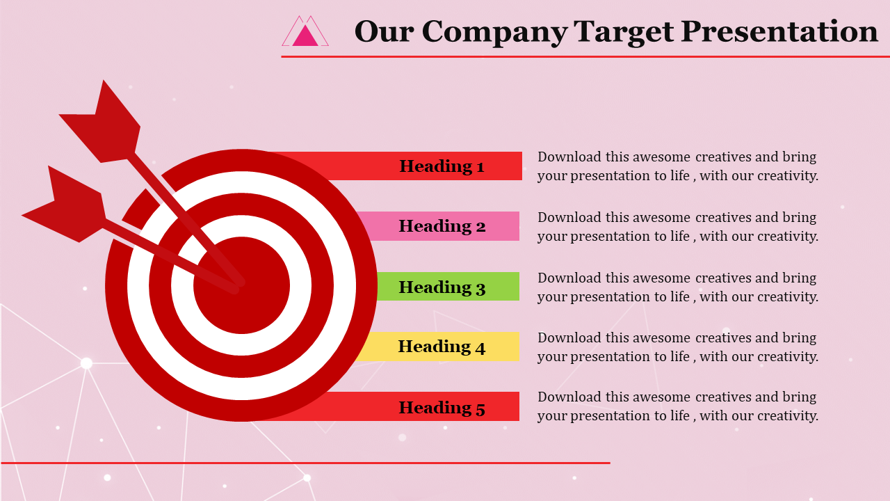 target template powerpoint-our company target-5-multi color